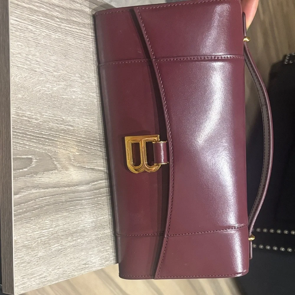 Balenciaga Maroon Shoulder Bag with Gold Accent - Picture 2 of 5
